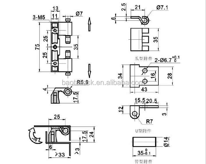 FS1120 cl201 180 degree machinery and equipment plastic cabinet furniture heavy industrial hidden hinge
