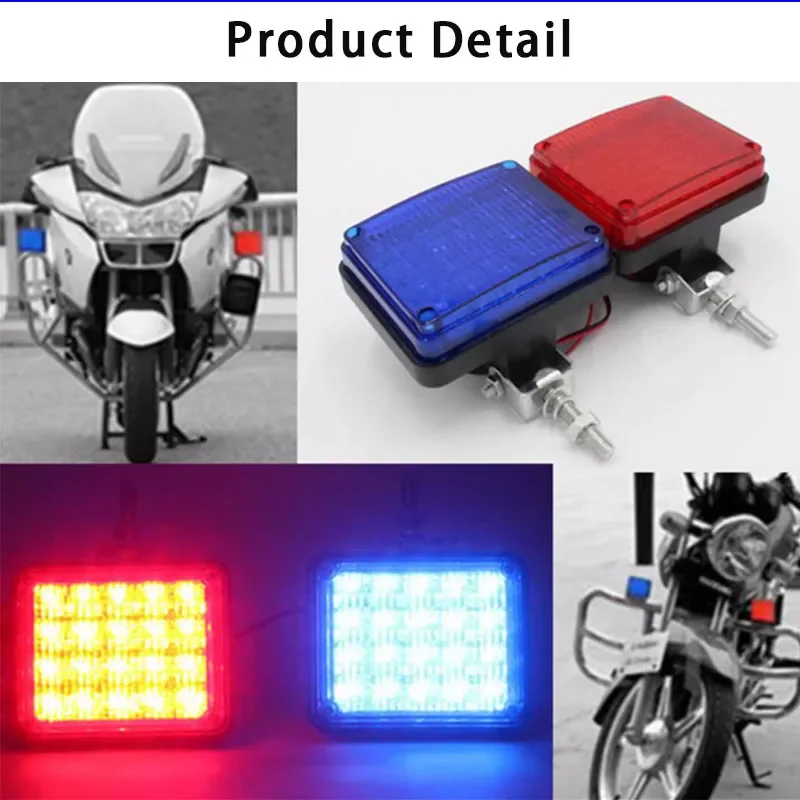 Red/Blue POLICE Motorcycle LED Driving Flash Light Fog Light Moto Emergency Warning Strobe Flasher Beacon Signal Caution Lamp12V