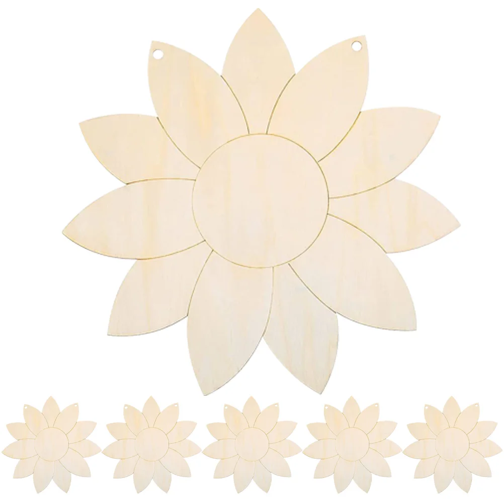 

6 Pcs Sunflower Wooden Cutouts Unfinished Slices Decor Craft Supplies Painting Unfinished Wooden Slice Materials