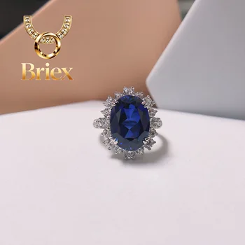 Pierścionek zaręczynowy Briex Jewelry Amazed z 8-karatowym szafirem/rubinem syntetycznym o wymiarach 14x10mm, z diamentami, dla kobiet, wykonany z litego 14-karatowego białego złota.