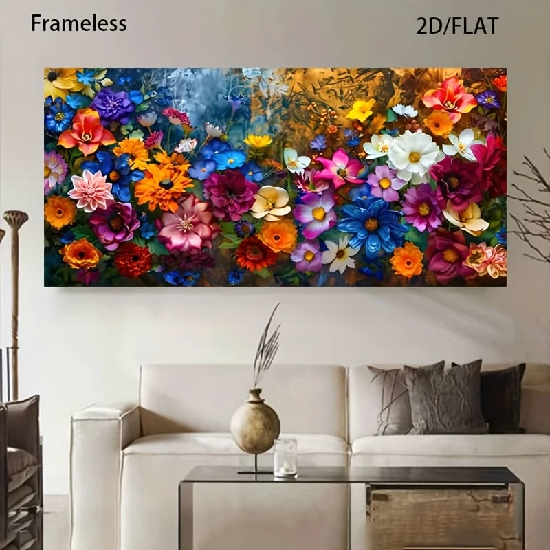 Frameless Modern Colorful flowers Canvas Painting Art for Living Room Modern Canvas Poster for Bedroom and Living Room Decoratio