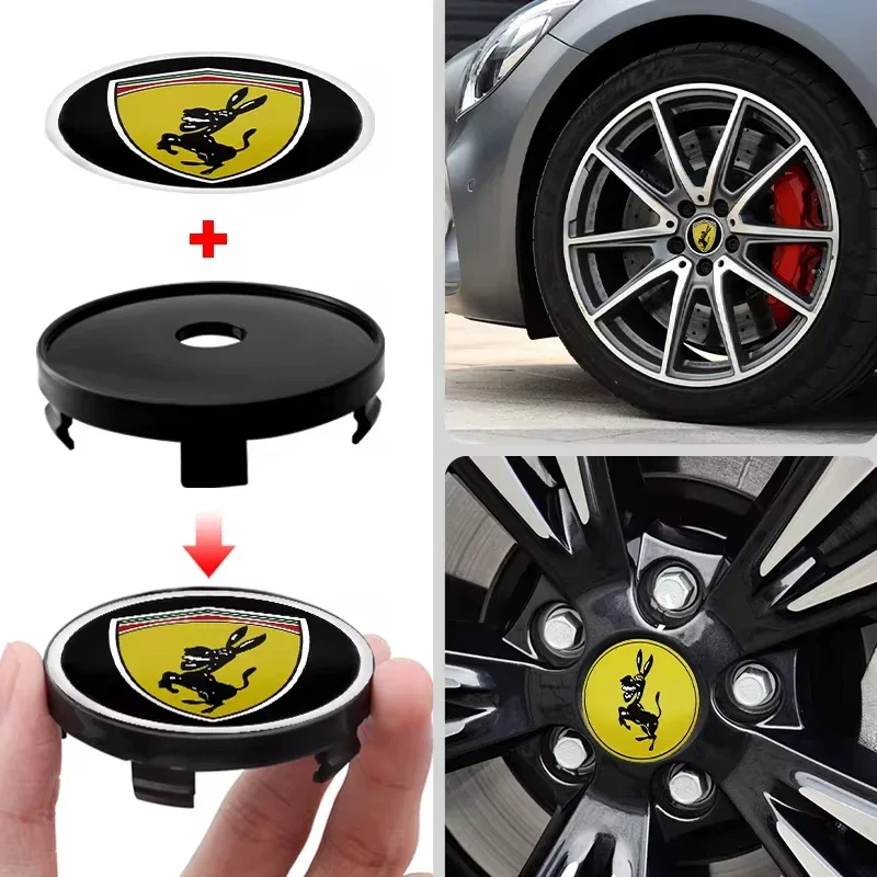 4PCS 56MM 60MM Donkey Emblem Universal Car Wheel Center Hub Caps Rim Cover For KIA Subaru FORD TOYOTA Lexus Jeep TESLA