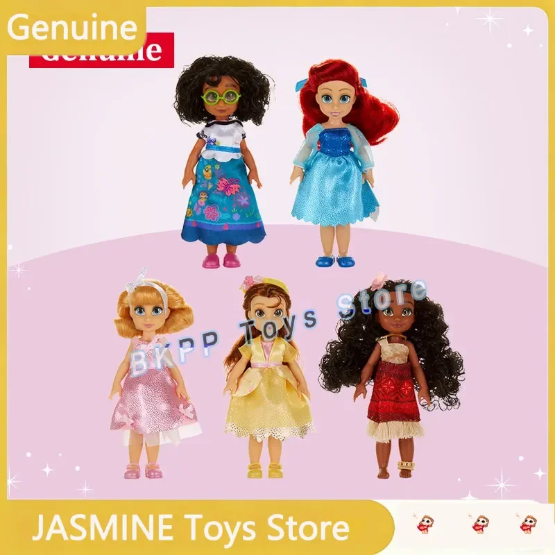 

Genuine Disney Princess Doll Gift Set Ariel Belle Rapunzel Elsa Anna Tinker Bell Moana Collectible Figurines Birthday Gift