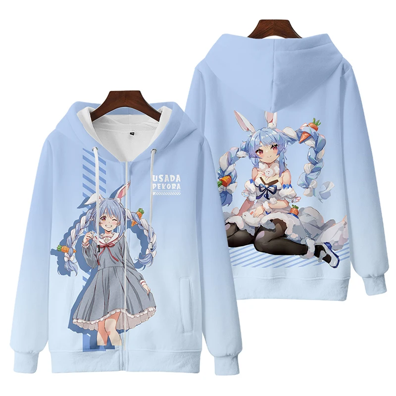 Usada Pekora VTuber Anime Sweatshirt Coat Loose Hoodie Casual Pullover Oversized COS Halloween Christmas Ornaments Plus Size