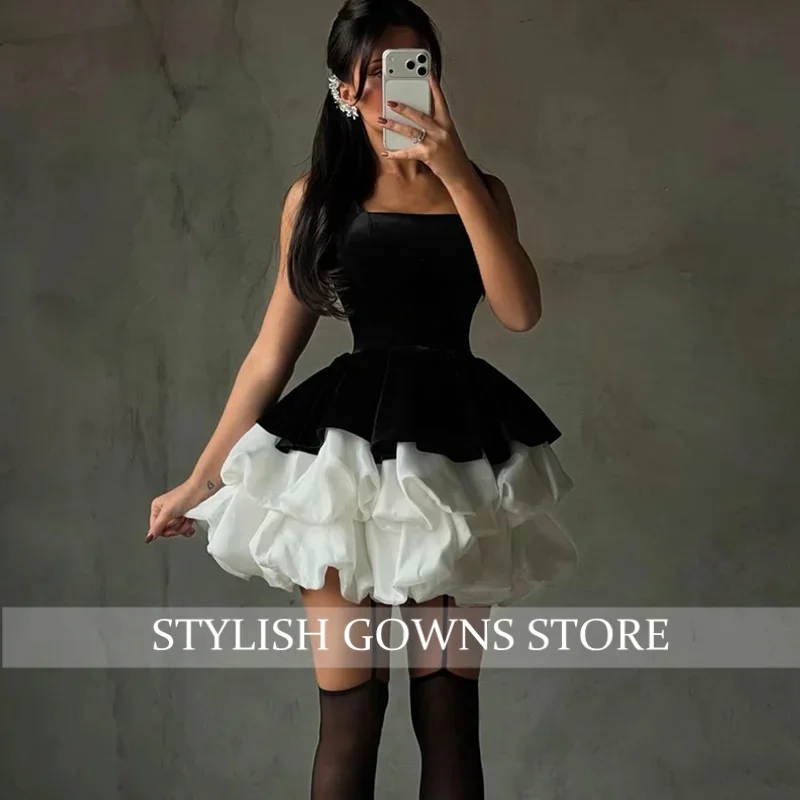 Elegant A-Line Homecoming Dresses Contrast Color Mini Ruffle Party Dresses Gala Women Evening Dress Customized
