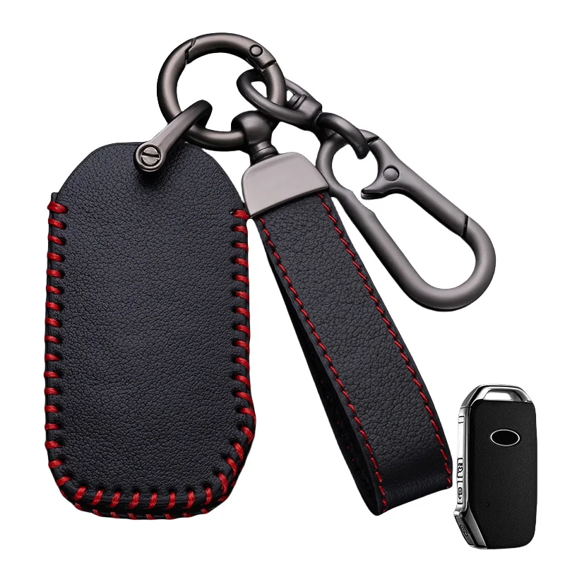 

Leather Car Key Case Full Cover for KIA Sportage R GT Stinger GT Sorento Ceed CD Cerato Forte 2018 2019 Protection Shell Bag