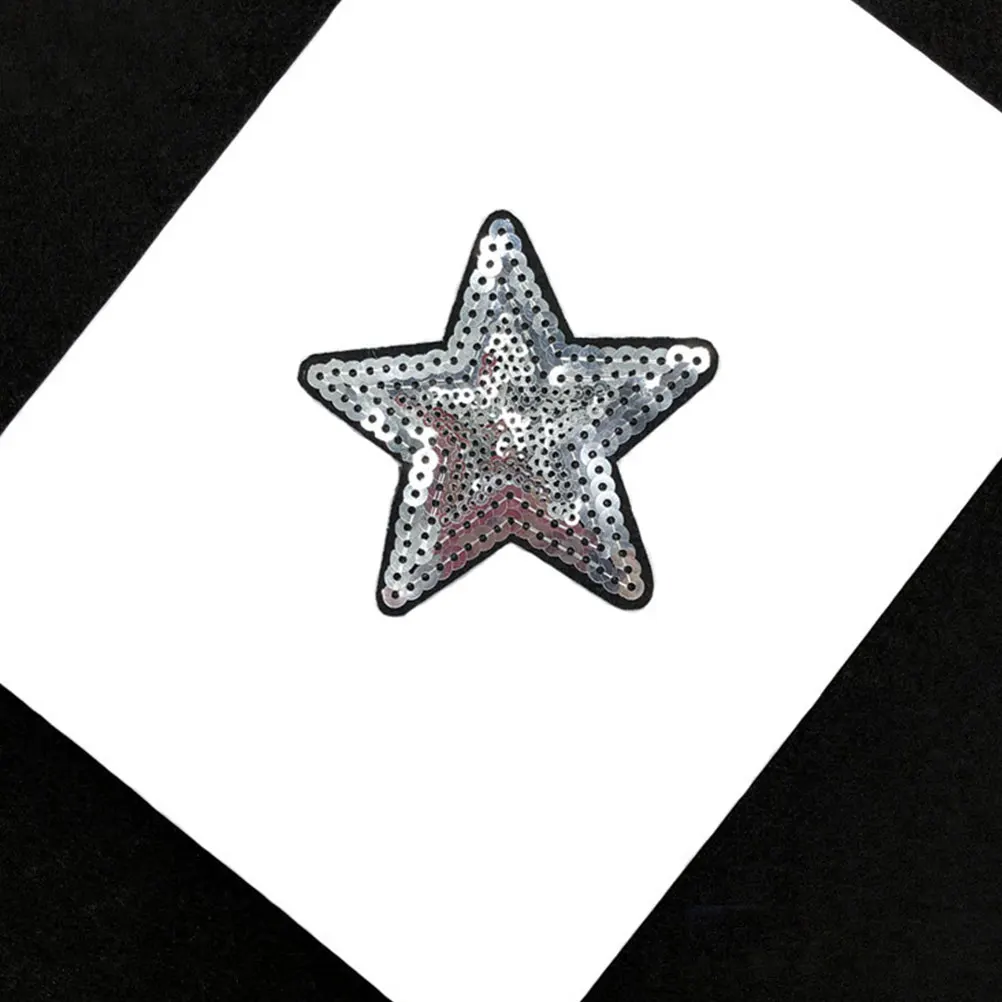 

7 pcs Sequins Star Cloth Patch DIY Self Adhesive Cartoon Stickers for Clothing Embroidery Pentagram Decor Bright Colors Safe