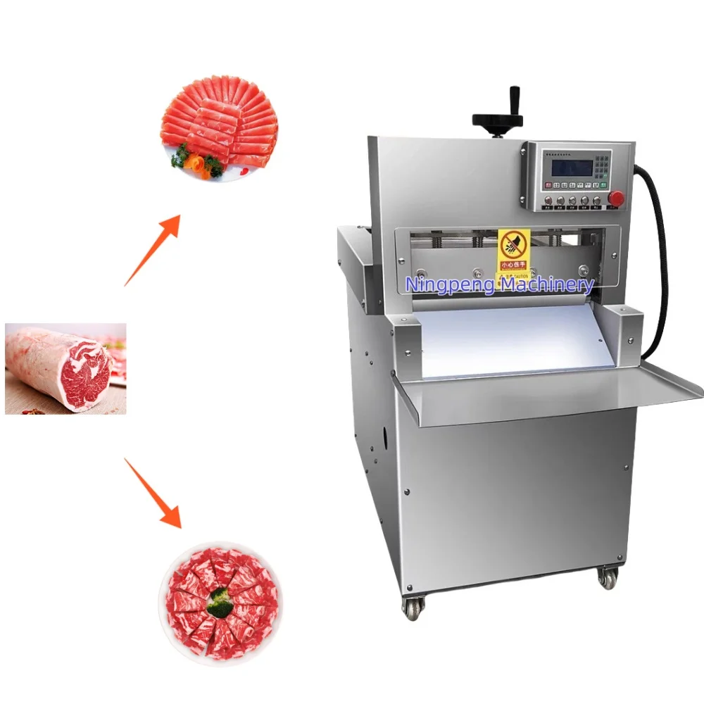 معدات الجزار الصناعية الجديدة 4 لفات قاعدة أرضية قطاعة طعام اللحوم آلة قطع سميكة للسجق لحم الخنزير المقدد ولحم البقر أكثر
