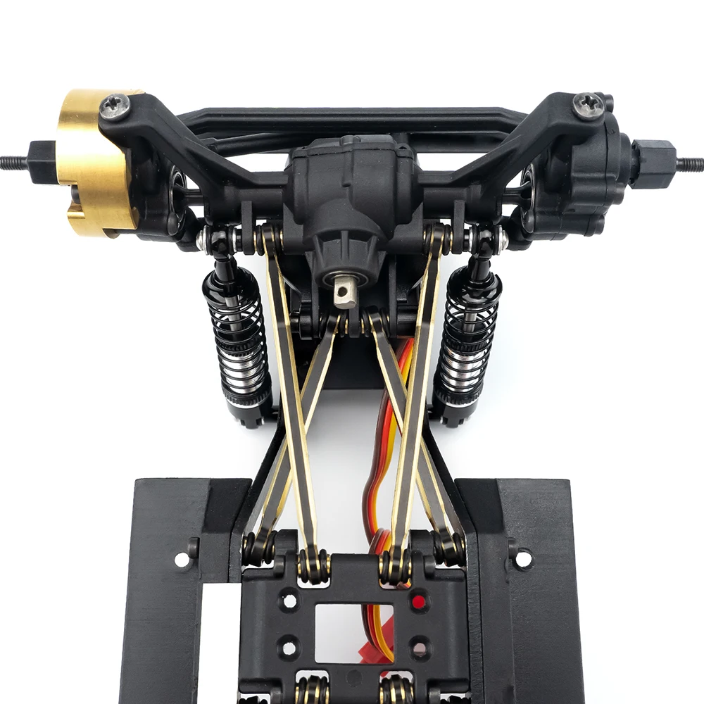 YEAHRUN-Juego de varillas de enlace elevadas, revestimiento negro, latón, delantero, trasero, superior, inferior, para Redcat Ascent 1/18, coche trepador de control remoto