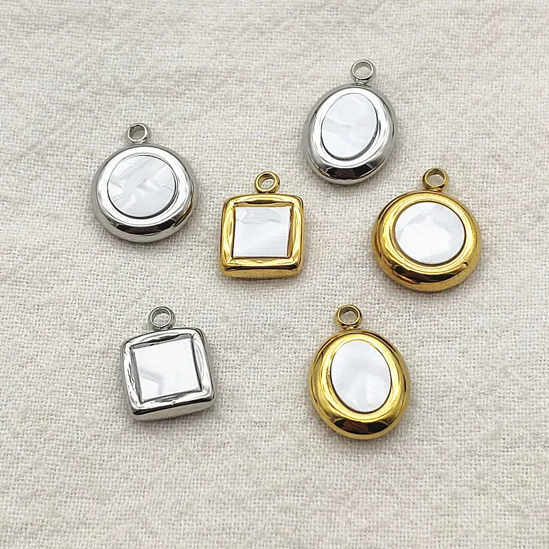 New Arrival! 50pcs Stainless Steel Pendants Round/Oval/Square Charm For Handmade Earring DIY Parts,Jewelry Accessories Findings