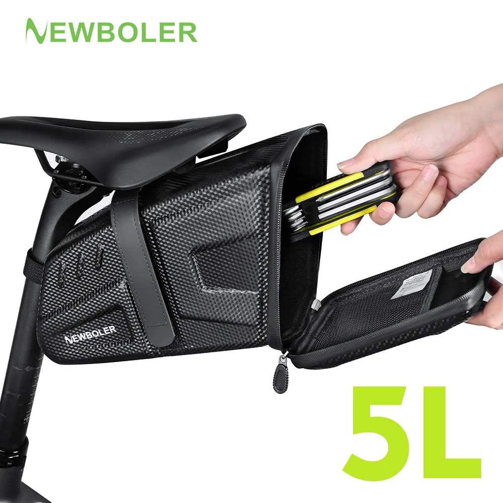 

NEWBOLER Bike Saddlebags 5L MTB Road Waterproof Bicycle Saddle Bag Reflective Striped Bicycle Tool Bag MTB Bike Bag Accessories