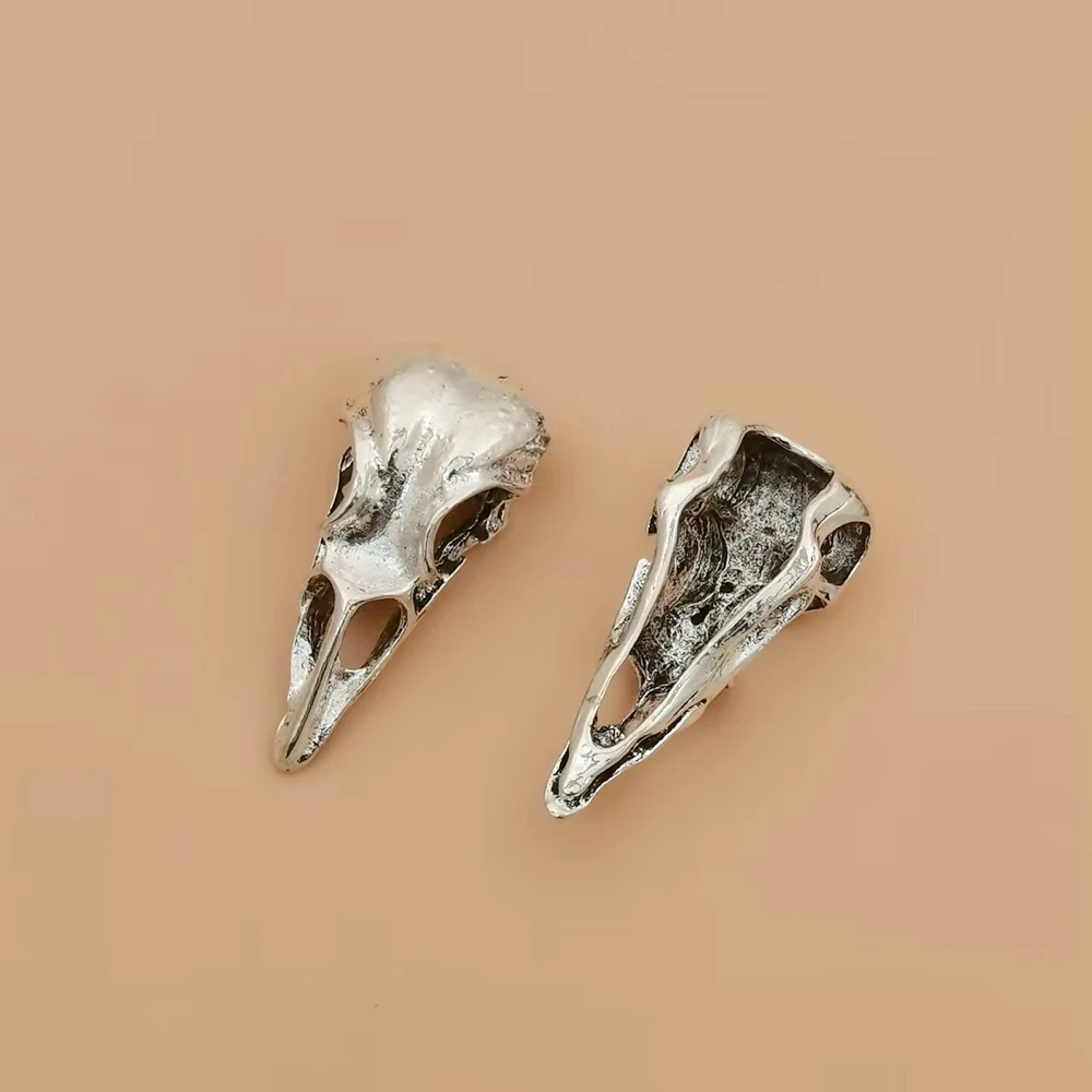 4Pcs Alloy Crow Raven Skull Charms Bird Head Skeleton Pendant For Halloween Witch Pagan Necklace Bracelet Gothic