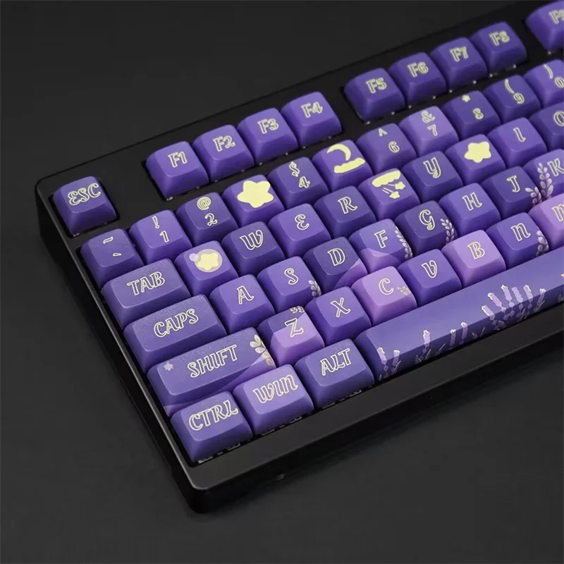 Mechanical Keyboard Lavender Purple XDA Keycap 127 Key Custom Teclado PC Gamer Cartoon PBT Keycap Five Side Dye-Subbed Mx Switch