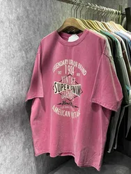 Summer Vintage Washed Oversize T-Shirt Short Sleeve Print Cotton Loose Fit Ladies' T-Shirt Retro Style CM10214