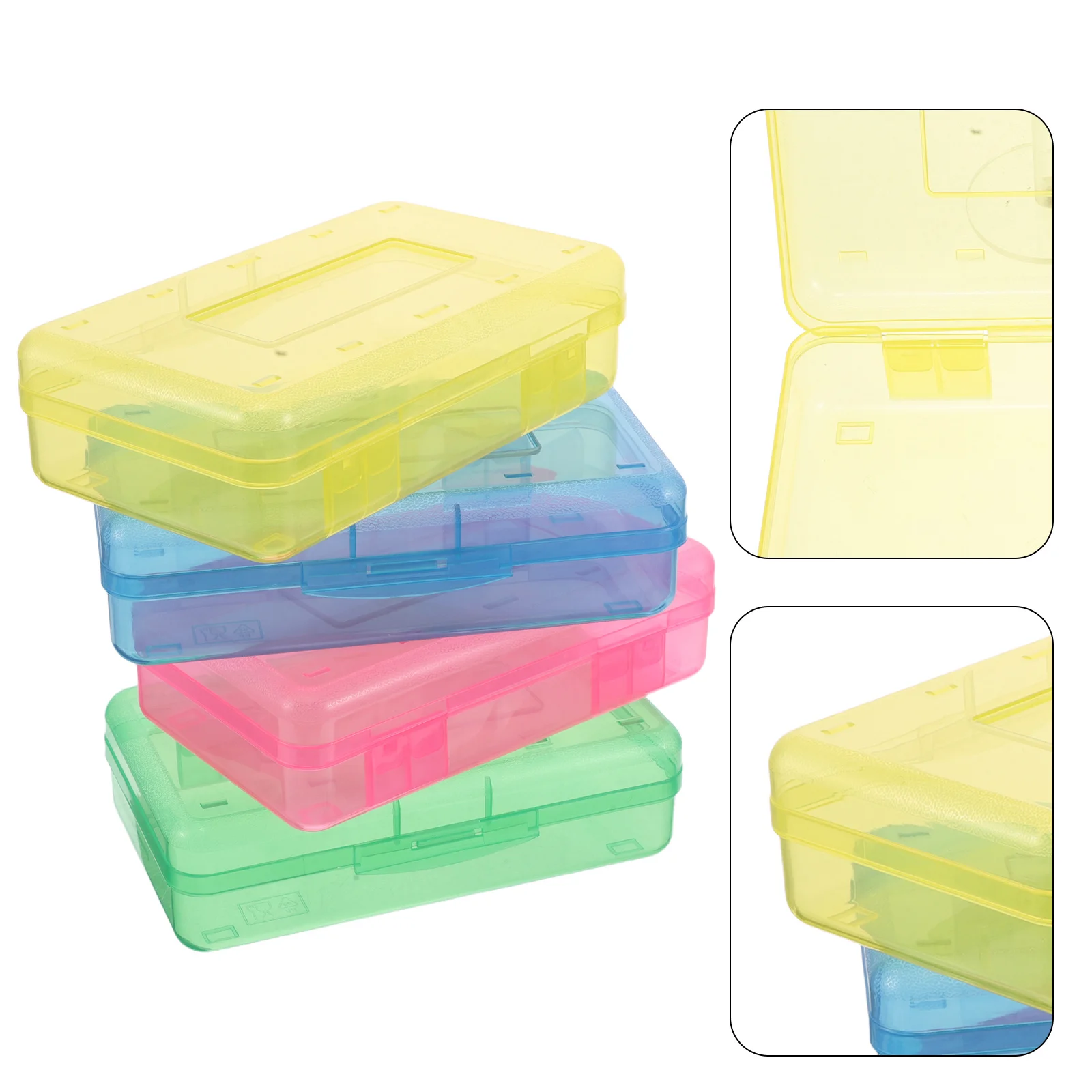 

4Pcs Clear Pencil Case Colored Plastic Box Large Capacity Organizer Classroom School Supplies Storage