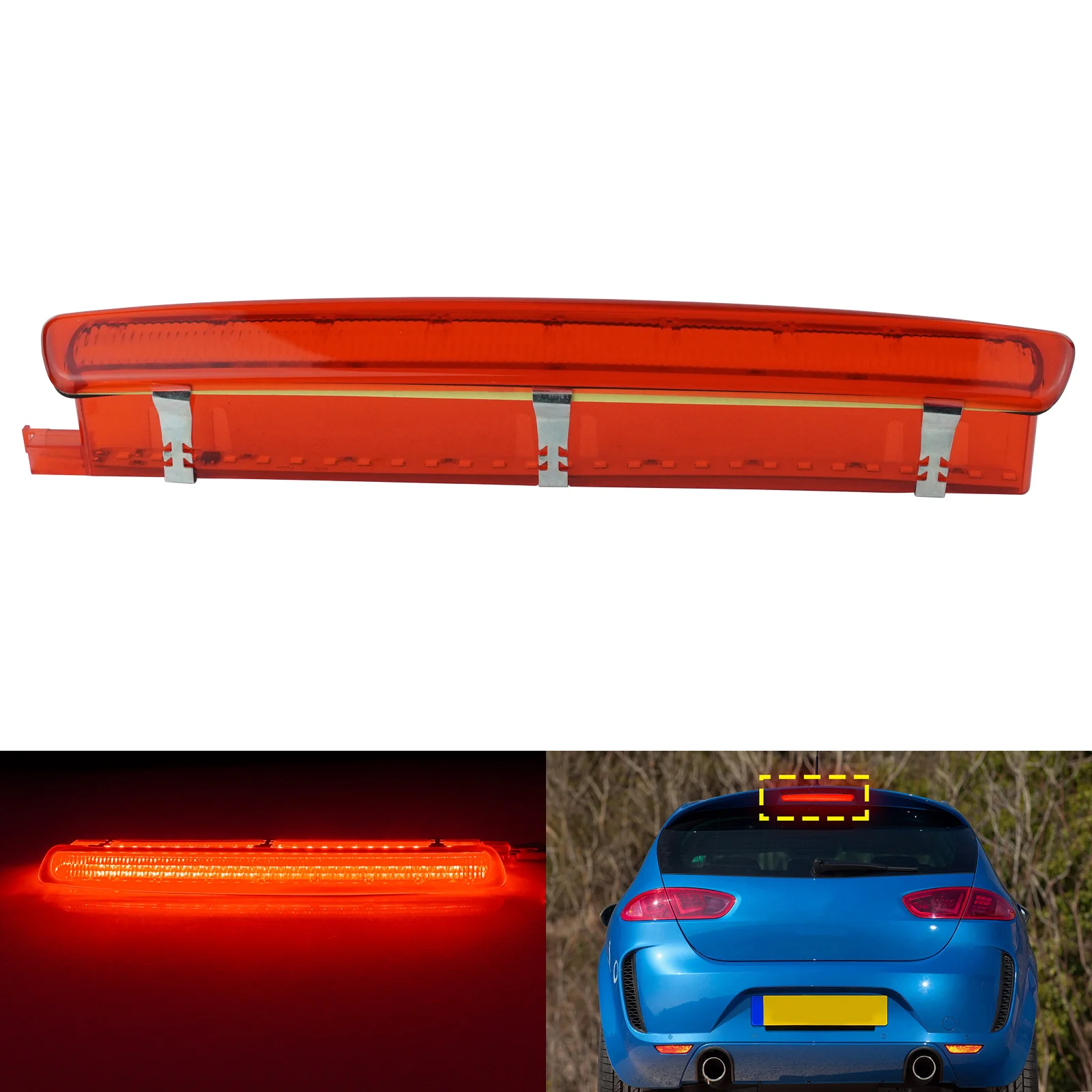 

ANGRONG 1X красный объектив задний высокого уровня третий 3-й светодиодный стоп-сигнал для Seat Ibiza 2008-2017 Leon 2010-2012 6J 0945097 Б