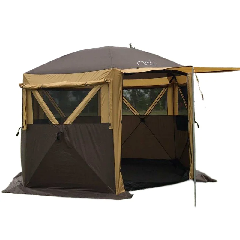 

Шестиугольная палатка с большим навесом - автоматическая палатка для защиты от ветра и дождя на свадьбу