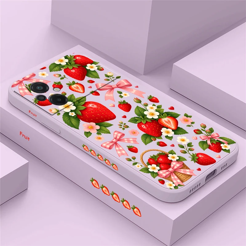 Summer Strawberry Floral Phone Case For Xiaomi Poco C85 C75 C71 C65 C61 C55 C31 Silicon Soft Drop Resistant Full Protection Capa