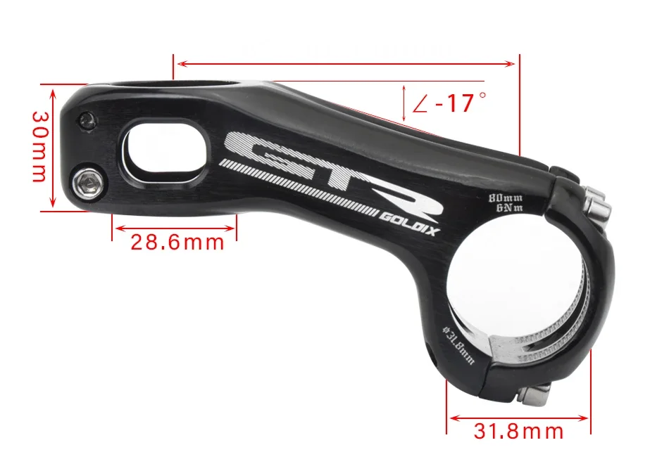Goldix Gtr Cnc Mountain Road Bike Handlebar Negative 17 Degrees 80 90 100mm Bike Stem Next Bikes Parts Bmx Stem
