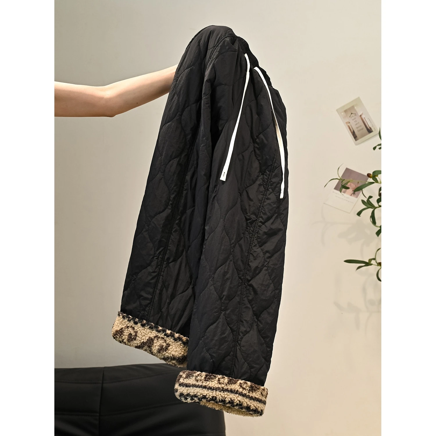 

Корейские утепленные хлопковые брюки для женщин, зимние свободные прямые брюки с широкими штанинами, универсальные повседневные брюки