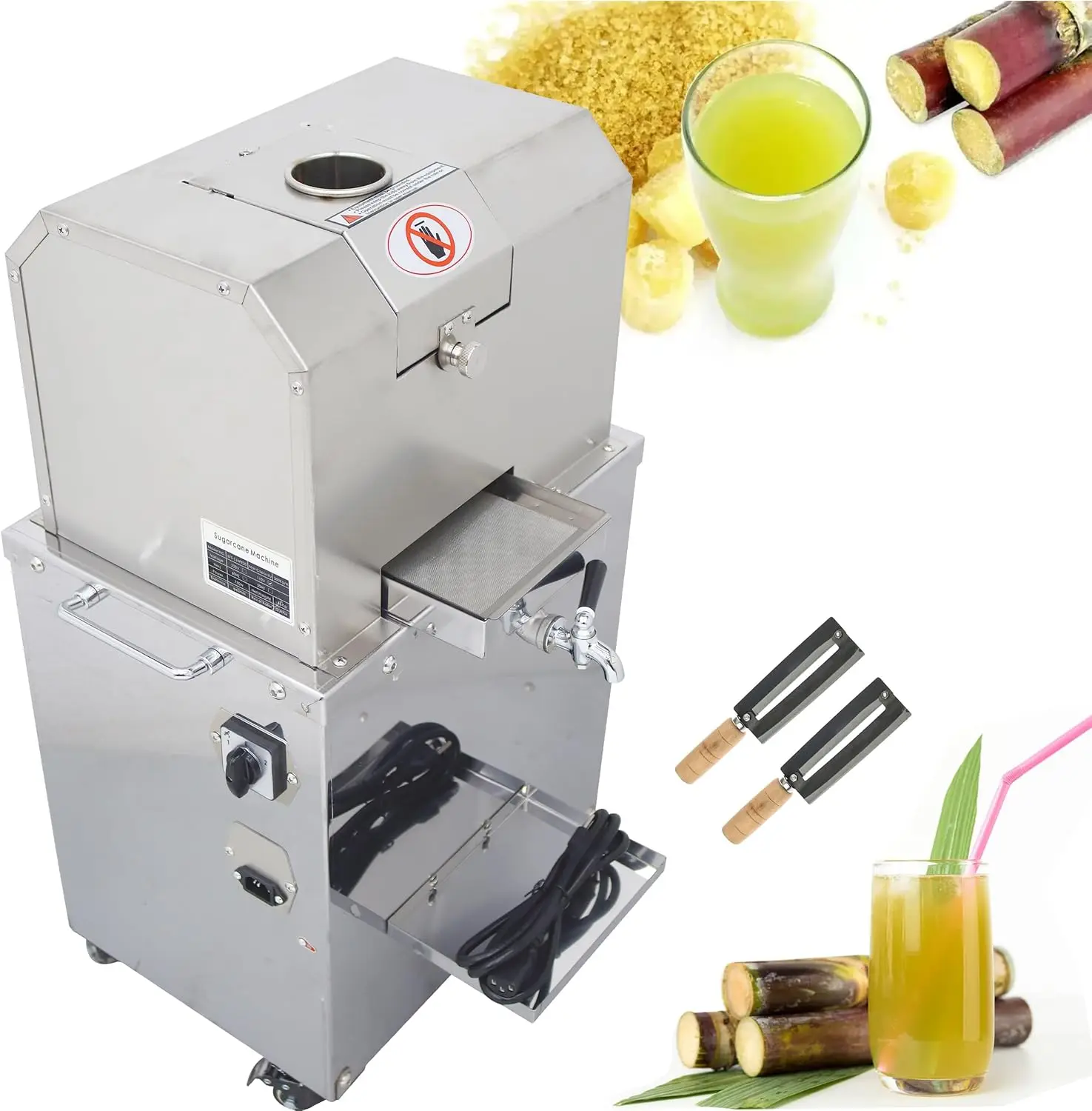 

Sugarcane Juicer Sugarcane Press Juice Machine Vertical Electric Sugar Cane Ginger Press Juicer 4 Rollers Stainless Steel Sugarc