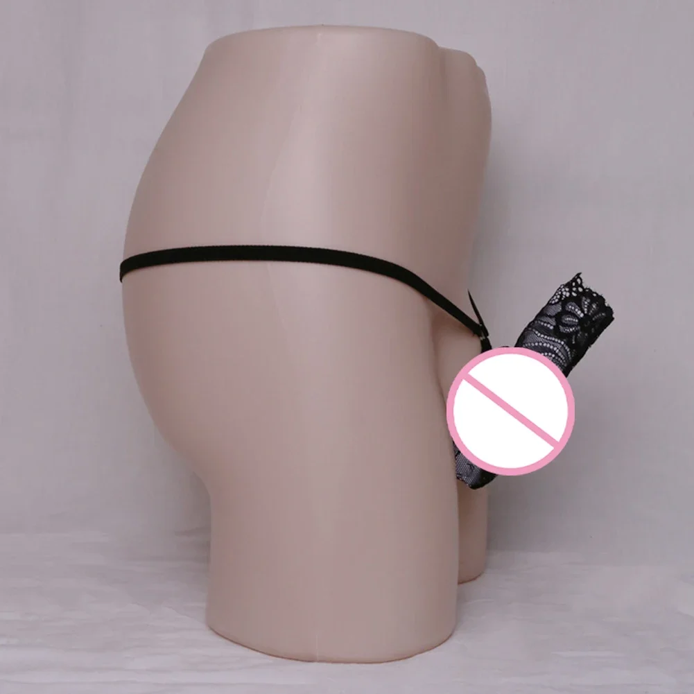 1 Buah Pakaian Dalam Seksi Renda Pria T-back Tembus Pandang Celana T-Celana Kantong Selubung Terbuka Tali Tipis Jaring G-string Thong