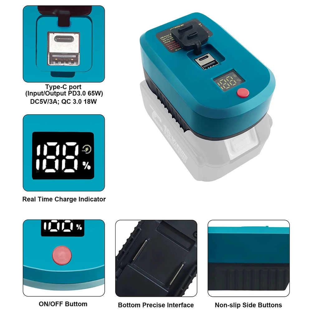 

On-the-Go Charging Approx 110x70x50mm Battery Charger Adapter Dual Device Charging Adapter Charging Dual Input Ports