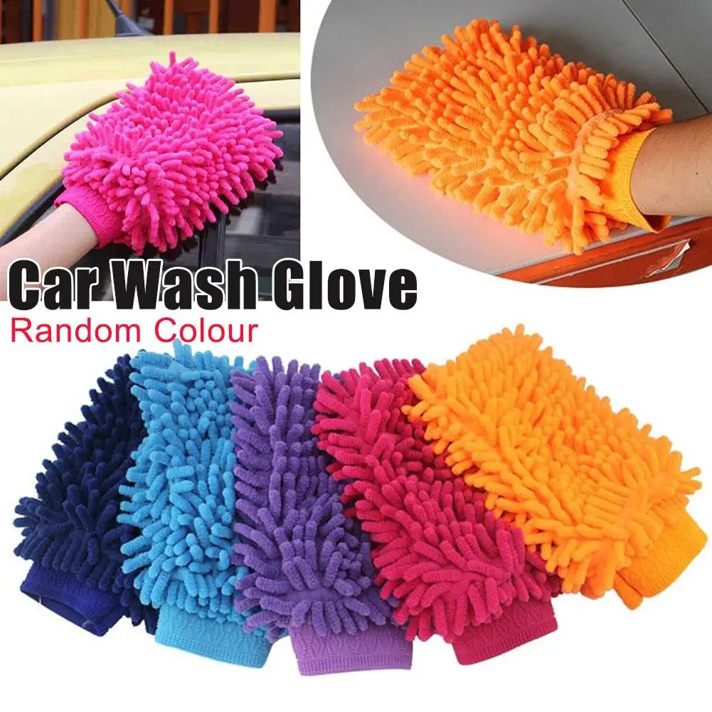 Random Color Car Cleaning Gloves Ultrafine Fiber Chenille Microfiber Car Wash Soft No Scratch Glove for Car Styling Accesso U7O8