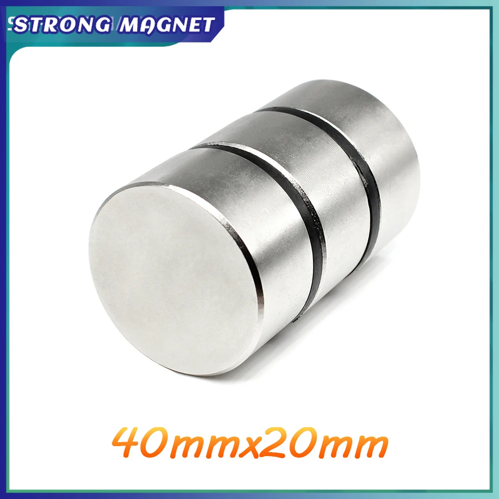 

1/2PCS 40x20 mm Thick Rare Earth Neodymium Magnet 40x20mm Big Strong Round Magnets N35 Permanent Disc Search Magnet 40*20