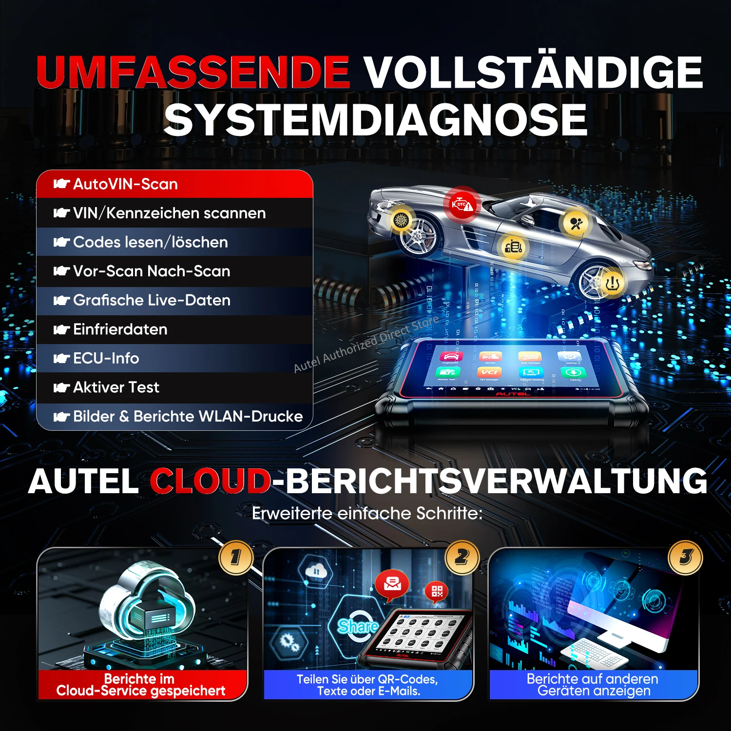 Autel MaxiPRO MP900-BT MP900BT OBD2 Diagnosegerät Automotive Scanner ECU-Codierung Bidirektionales Scan-Tool CAN FD DoIP Verbesserte Version des MP900 – Detail 9