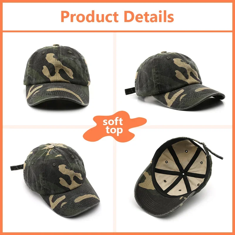 Custom Baseball Hats Camouflage Baseball Cap Embroidery Design DIY Wholesale Print Custom Sun Hat Outdoor Sports Hats Adult Hat