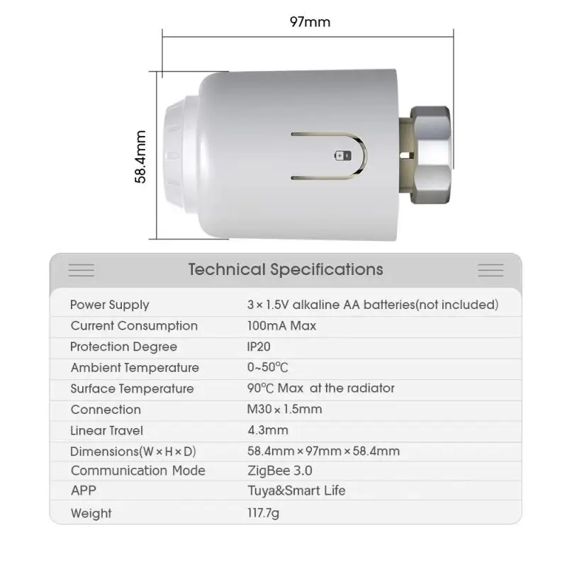 Tuya TRV ZigBee/Wifi Smart Thermostat Radiator Programmable Thermostatic Actuator Heating Remote Controller Alexa Google