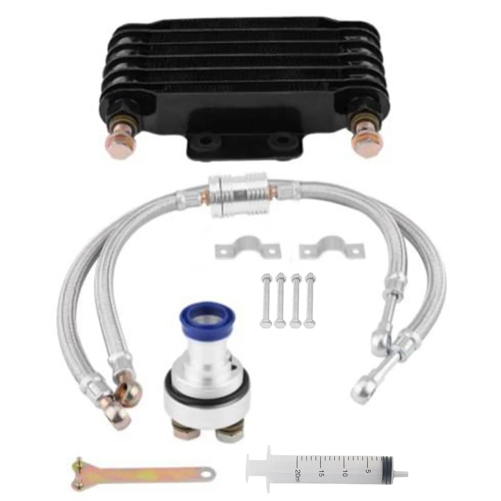 

Engine Oil Cooler Radiator Kit for honda CB CG 100CC-250CC 85ml Silver Cooling System