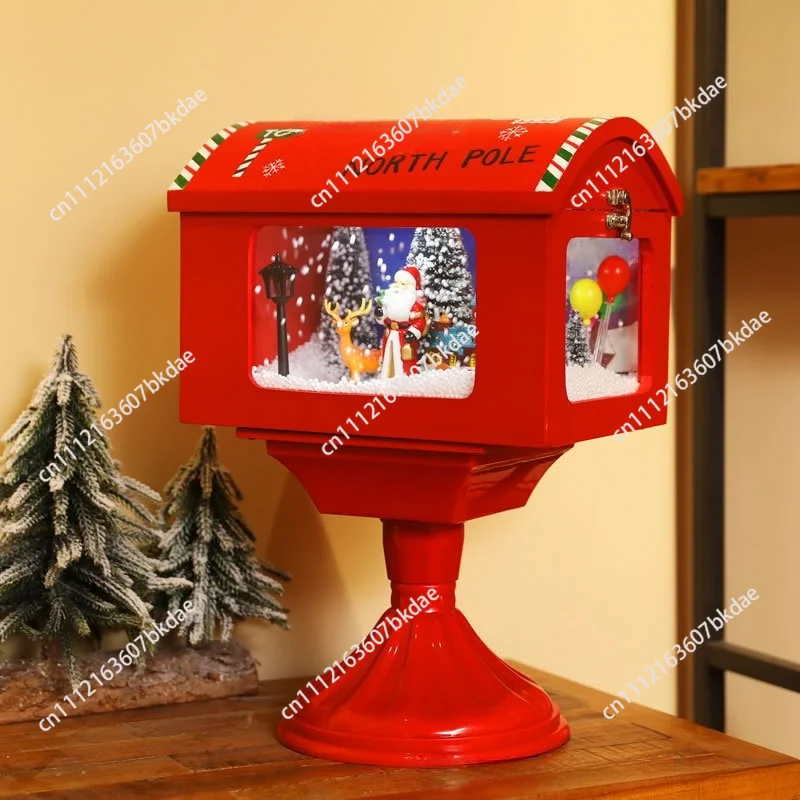 Christmas Snow Lantern with Music, Xmas Decorations for Mall Window Living Room, Holiday Gift Ornament