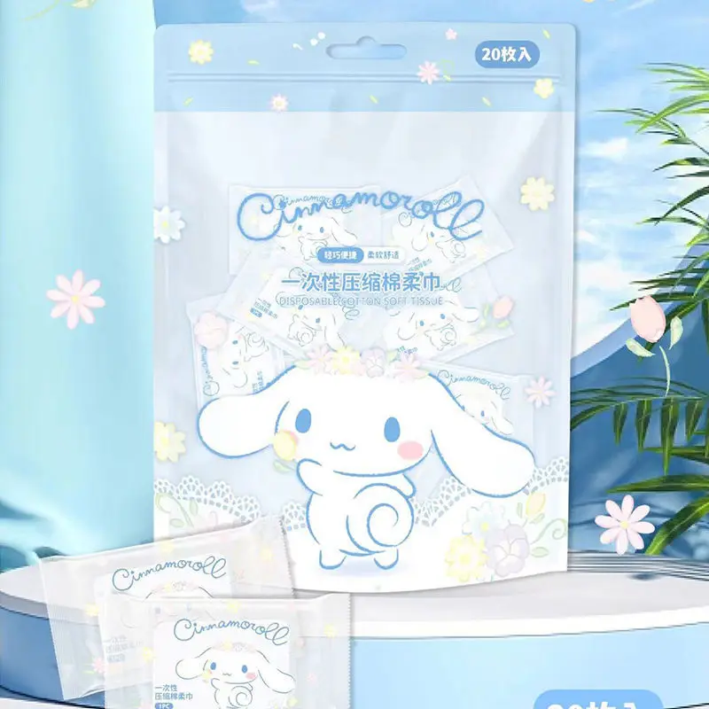 미니소 산리오 두꺼운 얼굴 수건 정품 압축 얼굴 수건 두꺼운 대형 일회용 수건 휴대 가능하고 체중 감량이 불가능합니다.