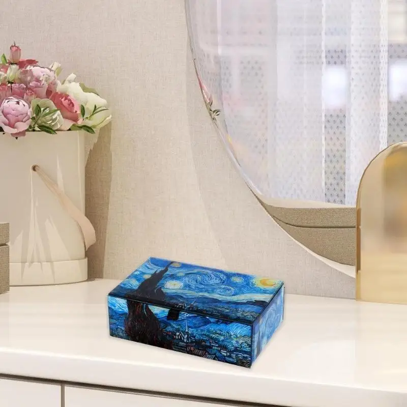 Multifunctional Jewelry Storage Box Display Case for Rings Bracelets and Chains Glass Covered Accessories