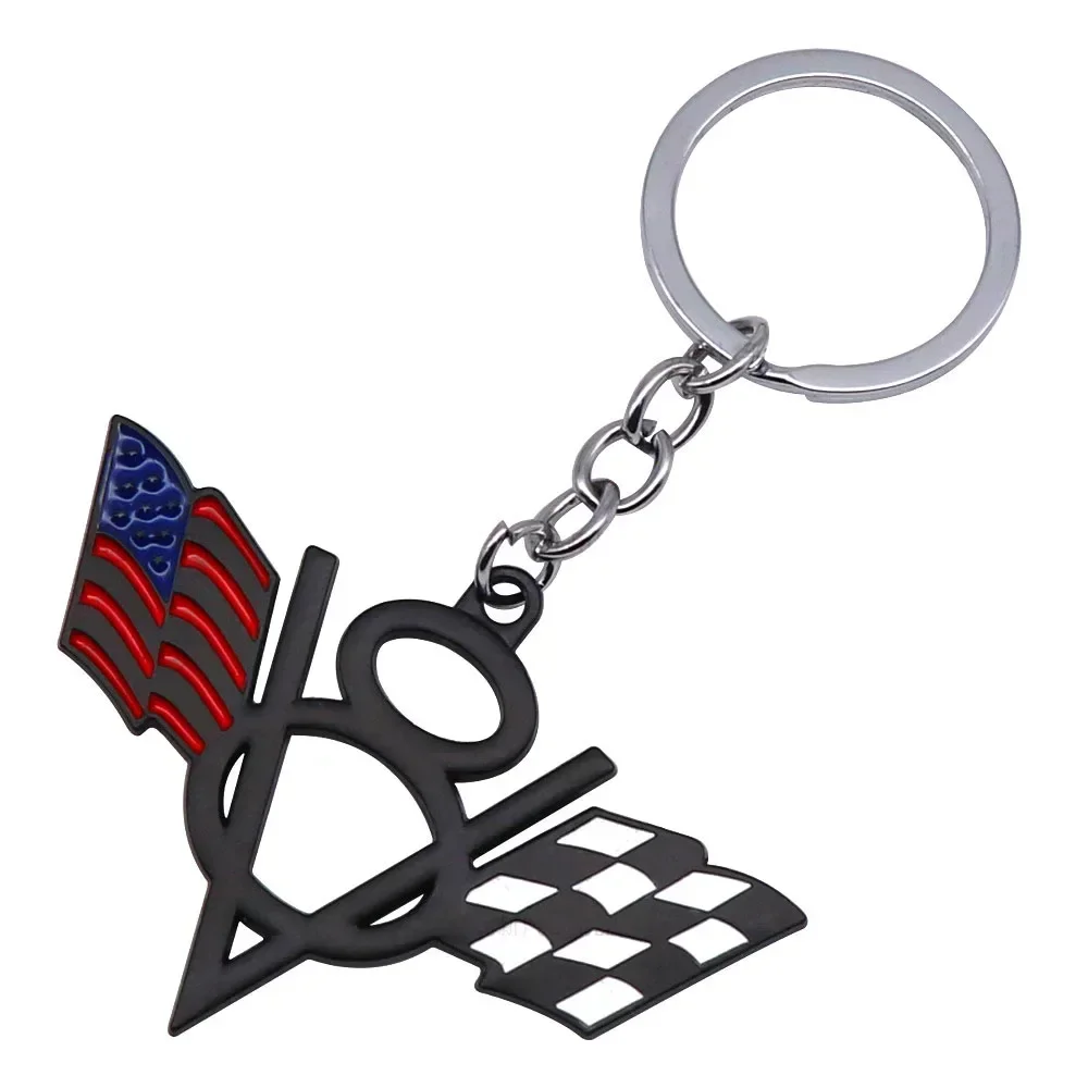 V8 Flag Car Styling Keyring Key Chain Pendant Buckle for Audi Jeep Mitsubishi Jaguar LEXUS MINI Abarth Volvo VW Fiat Nissan