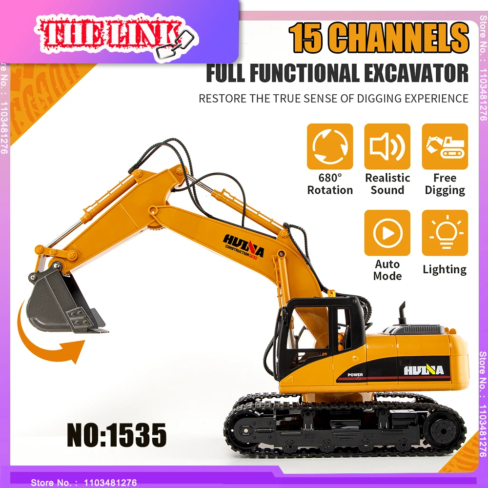 

THE LINK 1:14 RC Excavator 2.4G 15CH Metal Digging Engineering Car Alloy Boy Toy RTR For Kid Gift Wireless Large Excavator Toy