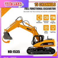 THE LINK 1:14 RC Excavator 2.4G 15CH Metal Digging Engineering Car Alloy Boy Toy RTR For Kid Gift Wireless Large Excavator Toy