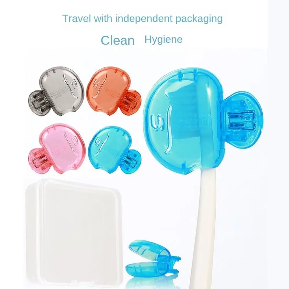 Portable Toothbrush Protective Cap Toothbrush Shell Toothbrush Head Storage Clip Travel Toothbrush Storage Clip Transparent