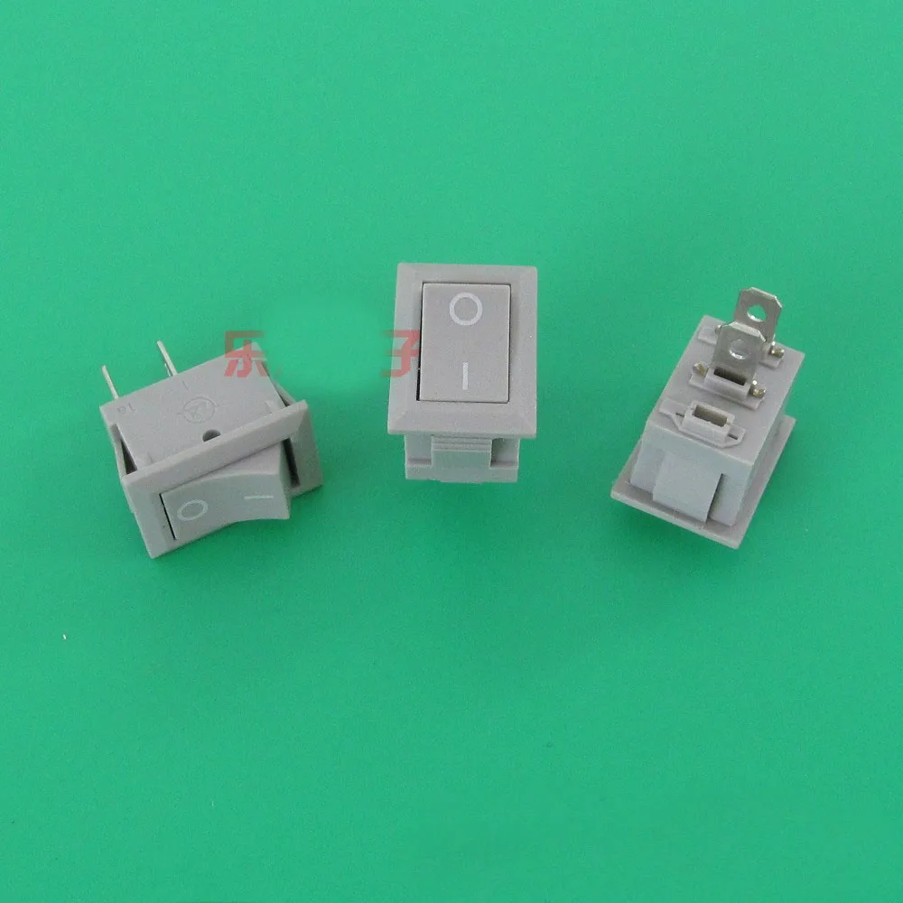 10 Pcs 2 Pin SPST On/Off 2 Position Rocker Switch 6A 250VAC 10A 125VAC Gray