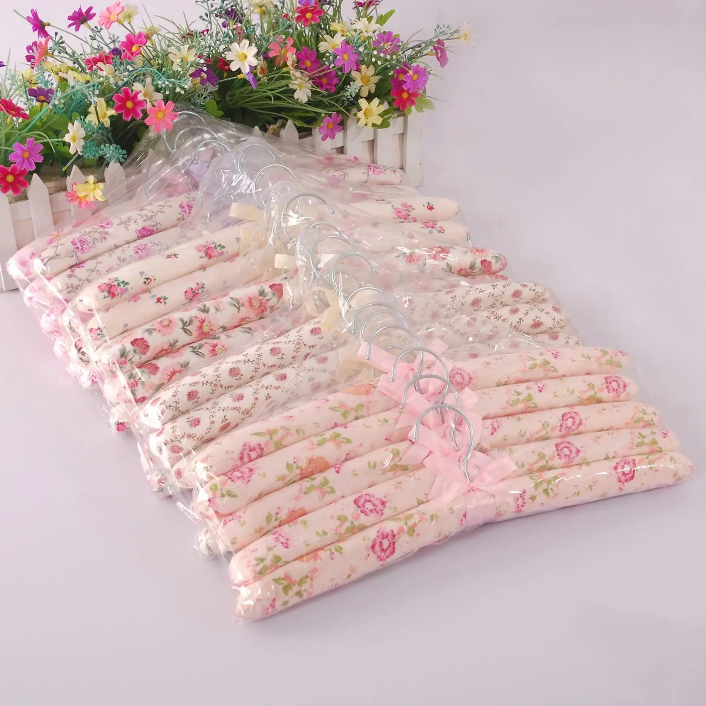 Sponge Fabric Cloth Hanger, Floral Print, Household Clothes Hanging, Slip-resistant Rack, 25% Discount, 20Pcs Set