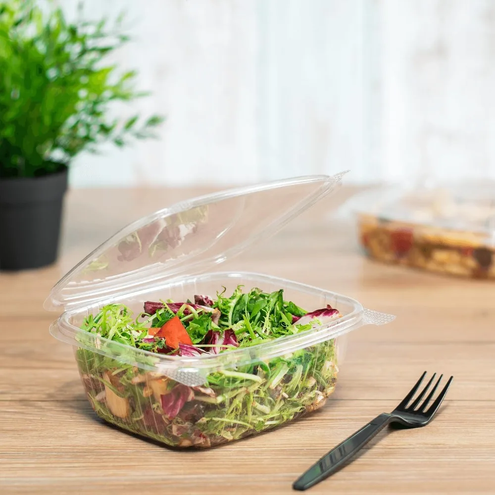 

Tool 200 Count Clear PET Hinged Deli Take Out Containers - 32 oz Plastic Clamshell Food Containers