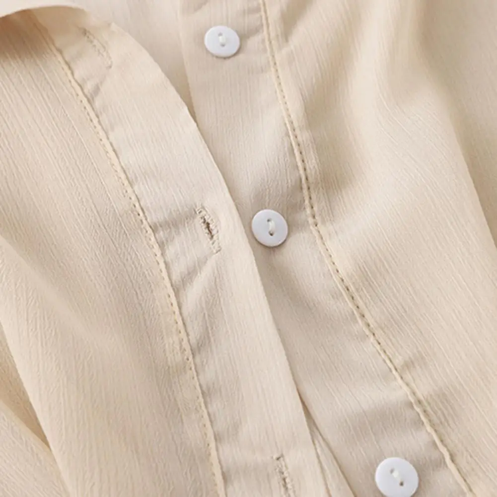

Summer Blouses Women Coat Buttons Straps Lapel Soft Sunscreen Loose Casual Sun Protection Clothes Female Cardigan Shirt