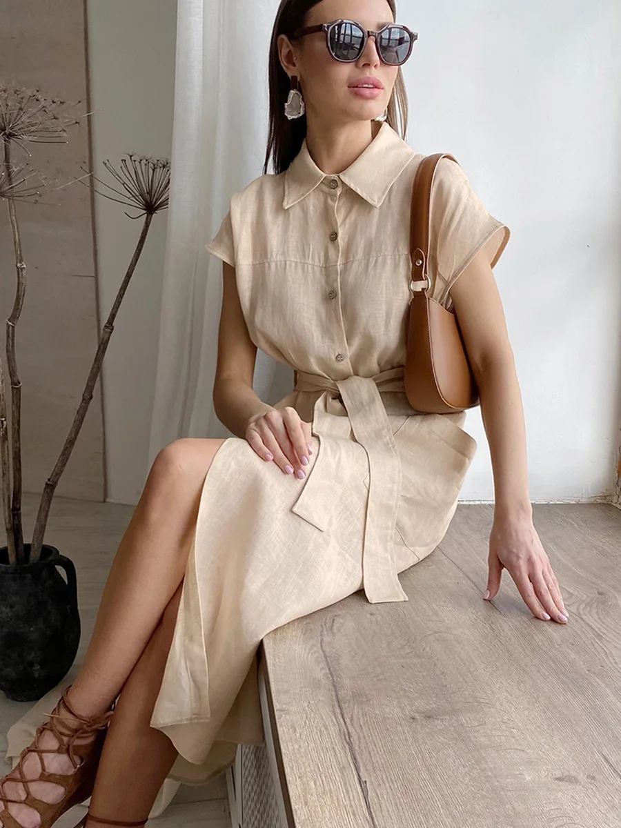 Robes Robe d'été pour femmes, Modal, coupe ample, sans manches, smockée, cordon décoratif, léger, assorti avec tout, coupe Simple