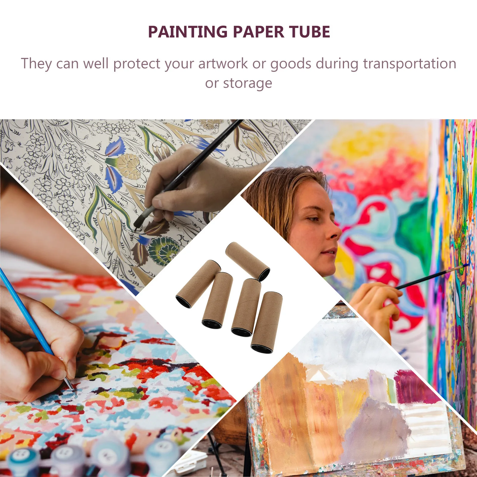 5개입 포스터 튜브 견고한 종이 보관 튜브 예술 작품 배송용 지도 청사진 대형 인쇄물 보호 운송 솔루션