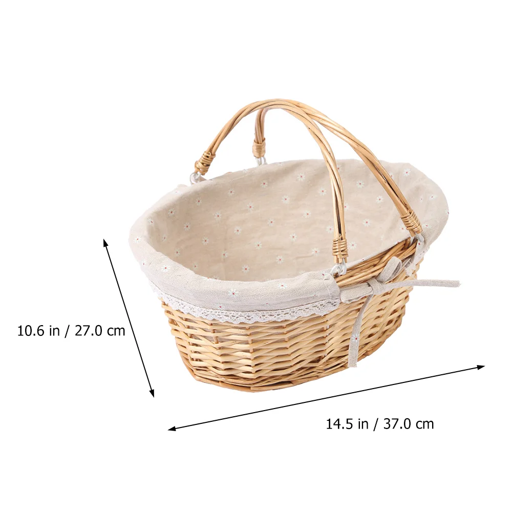 Hand Woven Wedding Basket Flower Storage Basket Decorative Handheld Basket