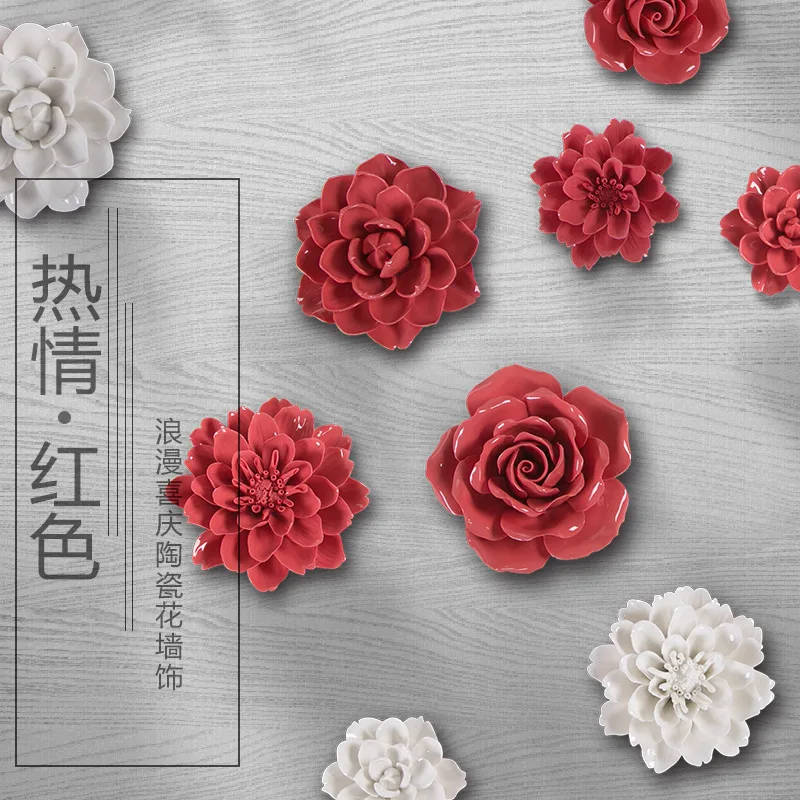 

Home Improvement Hand Made 3D Ceramic Flower wall Decoration Colorful Porcelain Flower