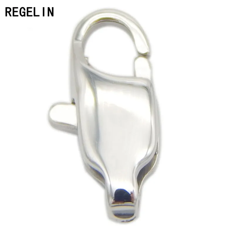 REGELIN 5pcs/lot High Quality 11/13mm Silver Tone 316L Stainless Steel Lobster Clasps Hooks Connector Jewelry Making Accessories
