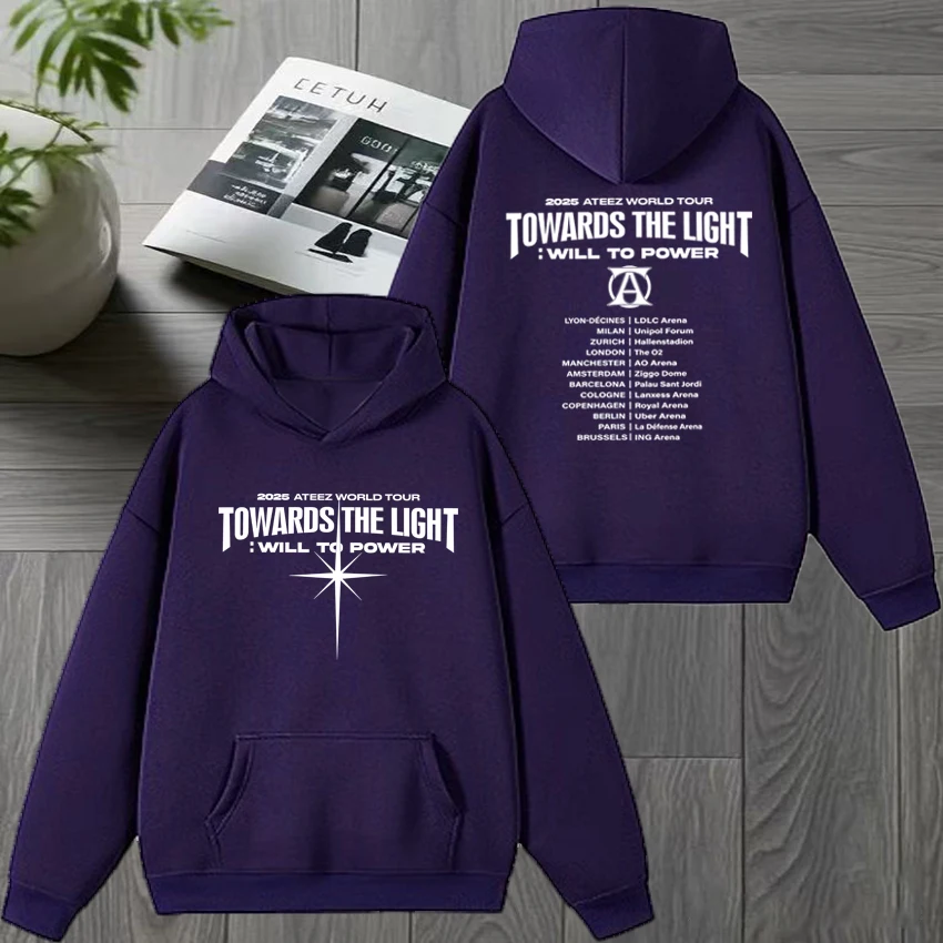 2025 Kpop Ateez نحو الضوء: Will To Power World Tour البلوز الرجال النساء موضة عادية هوديي للجنسين كنزة صوف